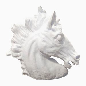 Postmodern White Lacquered Earthenware Horse Head, Italy, 1980s