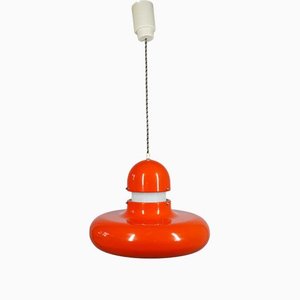 German Orange Hanging Lamp in Metal from Sölken Leuchten, 1960s