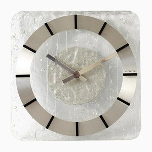 Horloge Murale en Verre Acrylique et Aluminium Brossé de Kienzle, 1970s