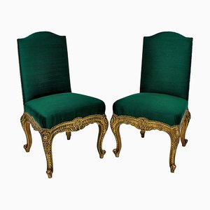 Antique Spanish Giltwood Side Chairs, Set of 2