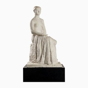 Gertrude Bret, Sitzende Frau, 1900er, Gips Skulptur