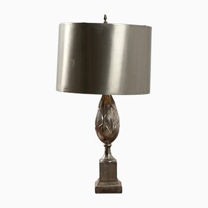 Lámpara de mesa de bronce niquelado de Maison Charles