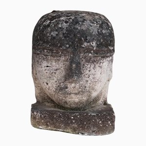 Escultura de cabeza de piedra tallada francesa