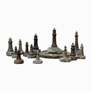 Sculture decorative in pietra a forma di faro, anni '50, set di 19
