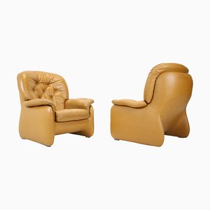 Set of Italian Leather Armchairs, 1970s