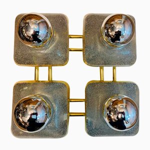 Wall Light in Brass and Frosted Glass from Sische, 1970s