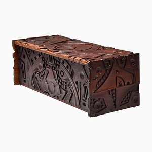 Post-Modern Carved Wood Chest by Gianni Pinna, 1950s