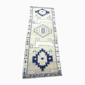 Vintage Modern Hand-Knotted Herki Runner Rug