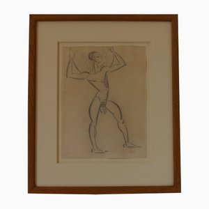 Vassiliev, Nude Man, 20th Century, Charcoal on Paper