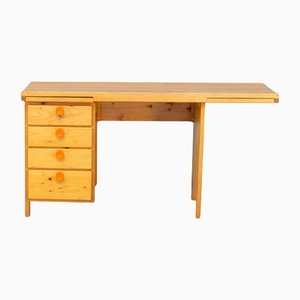 Four-Drawer Desk in Pine Wood,1970s