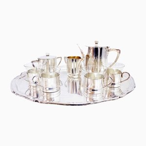 Art Deco Tea Service in Silver Metal from Sigg, Set of 10