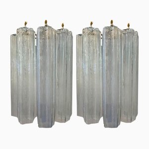 Lámparas de pared italianas con tubos de cristal de Murano. Juego de 2