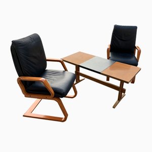 Mid-Century Lounge Chairs and Table, 1960s, Set of 2