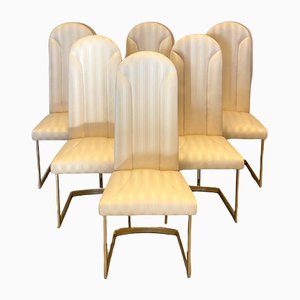 Golden Metal Dining Chairs, 1980s, Set of 6
