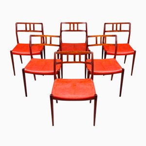 Danish Hardwood Dining Chairs Model 79 by Niels Otto (N. O.) Møller, Set of 6