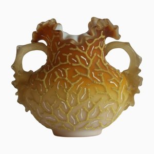 Viktorianische Pfirsichfarbene Sunrise Coralene Vase, 19. Jh