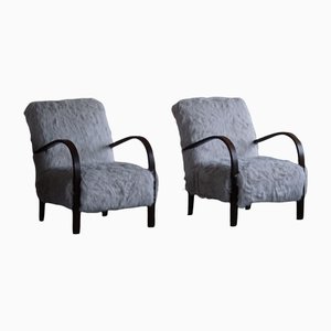 Danish Art Deco Curved Lounge Chairs, 1940s, Set of 2