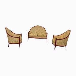 Art Deco Sofa and Armchairs, Set of 3