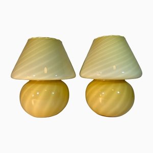 Vintage Murano Mushroom Bedroom Table Lamps, Set of 2