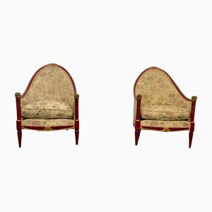 Fauteuils Laqués Rouge Cardinal, Set de 2