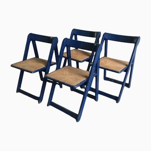 Mid-Century Italian Modern Folding Chairs by Aldo Jacober & Pierangela Daniello Trieste for Alberto Bazzani, 1966, Set of 4