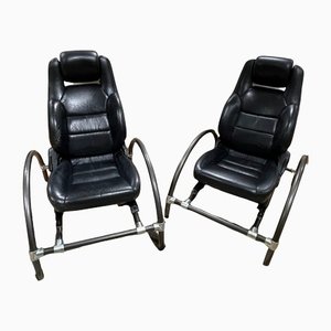 Black Lounge Chairs, Set of 2