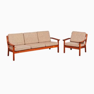 Danish Sofa and Lounge Chair in Teak by Juul Kristensen from Glostrup, 1960s, Set of 2