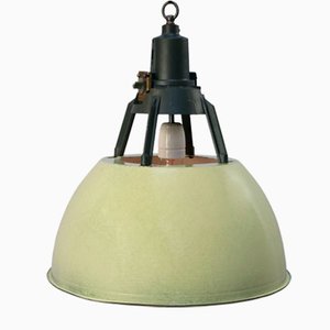 Vintage Industrial Pendant Light in Green Enamel