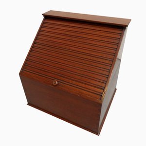 Vintage Mahogany Filing Cabinet With Roller Shutter