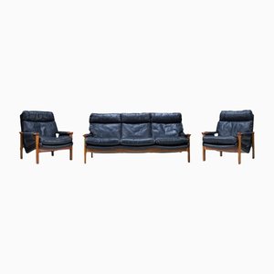 Mid-Century Leather Tessa T21 Living Room Sets 1970s, Set of 3