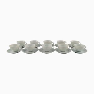 Coffee Cups With Saucers by Friedl Holzer-Kjellberg for Arabia, Set of 10