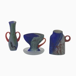 Teacup, Vase and Sugar pot by Kjell Engman for Kosta Boda, 1980s