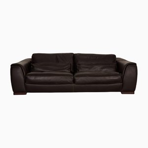 Dark Brown Leather Fjord Three Seater Couch from Calia
