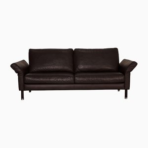 Dark Brown Leather Three Seater Couch