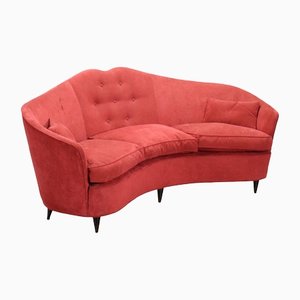 Orangefarbenes 3-Sitzer Sofa, 1950er