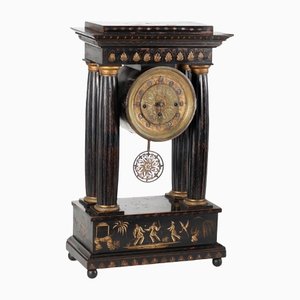 19th Century Ebonized Wood & Bronze Temple Clock, France