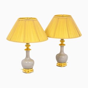 Table Lamps in Porcelain of Céladon and Bronze, 1880s, Set of 2