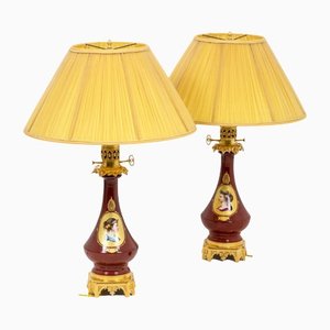 Table Lamps in Porcelain and Bronze by Madeleine Castaing, 1880s, Set of 2