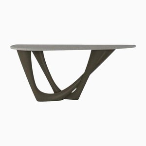 Umbra Grey G-Console Duo with Concrete Top and Stainless Base by Zieta