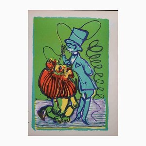 Mino Maccari, Tamer of Lions, Original Linocut, 1951