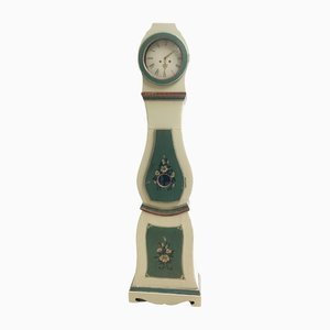 Antique Swedish Folk Art Sage Green Mora Clock, 1800s