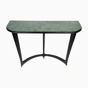 Green Marble, Wood & Brass Console Table by Guglielmo Ulrich, Italy, 1940s
