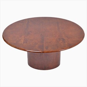 Elliptic Italian Dining Table in Brown Lacquered Goatskin by Aldo Tura