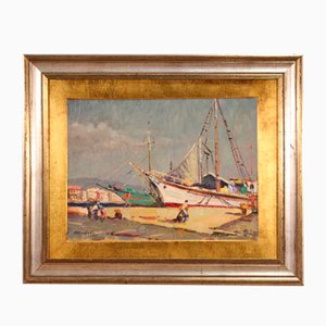 Seascape Painting, 1967, Oil on Board, Framed