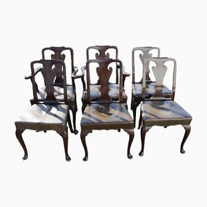 Queen Ann Style Chairs in Mahogany, 1900s, Set of 6