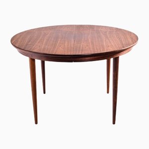 Mid-Century Round Rosewood Dining Table, 1950s