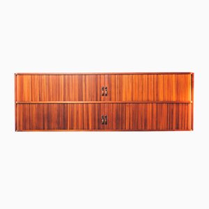 Portuguese Teak Wall Mounted Shelf with Tambour Door by Olaio, 1950s