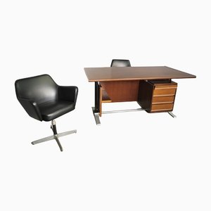 Schreibtisch & 2 Stühle von Fantoni, 1960er, 3er Set