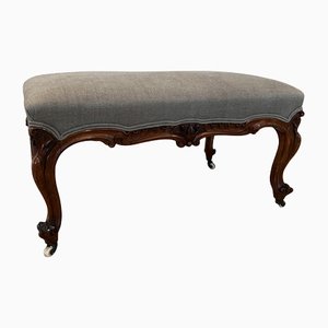 Large 19th Century Walnut Upholstered Footstool