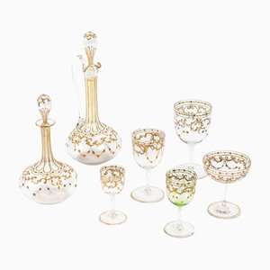 Gold & Silver Enamelled Crystal Service from Saint Louis, Set of 43